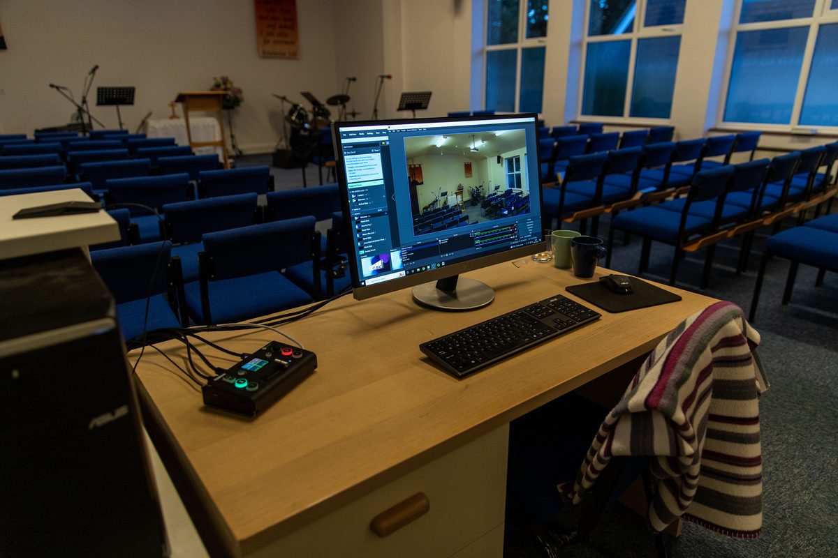 Live streaming workstation with OBS and PTZ camera feed