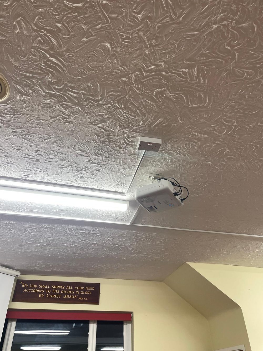 Epson projector ceiling mounted at Eastwood Evangelical Church